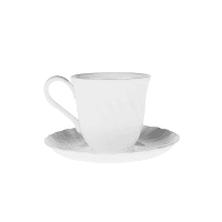 White Coffee Cup With Saucer For Hire Herts Beds and Bucks