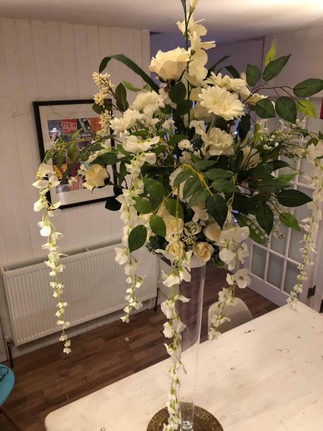 Tall White Floral Centrepiece Hire Hertfordshire