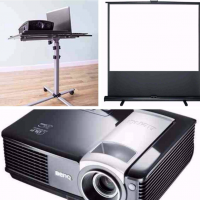100′ Projector Screen, HD Projector & Stand – Combo Deal